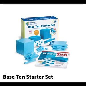 Learning Resources Plastic Base Ten Starter Kit, Blue, 141 Pieces Homeschool 1-6